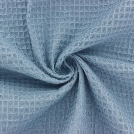 Tissu éponge en nid d'abeille bio | Bleu paon