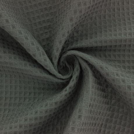 Tissu éponge en nid d'abeille bio | Gris foncé