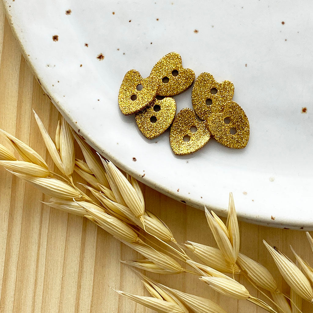 Bouton pailleté | Coeur doré