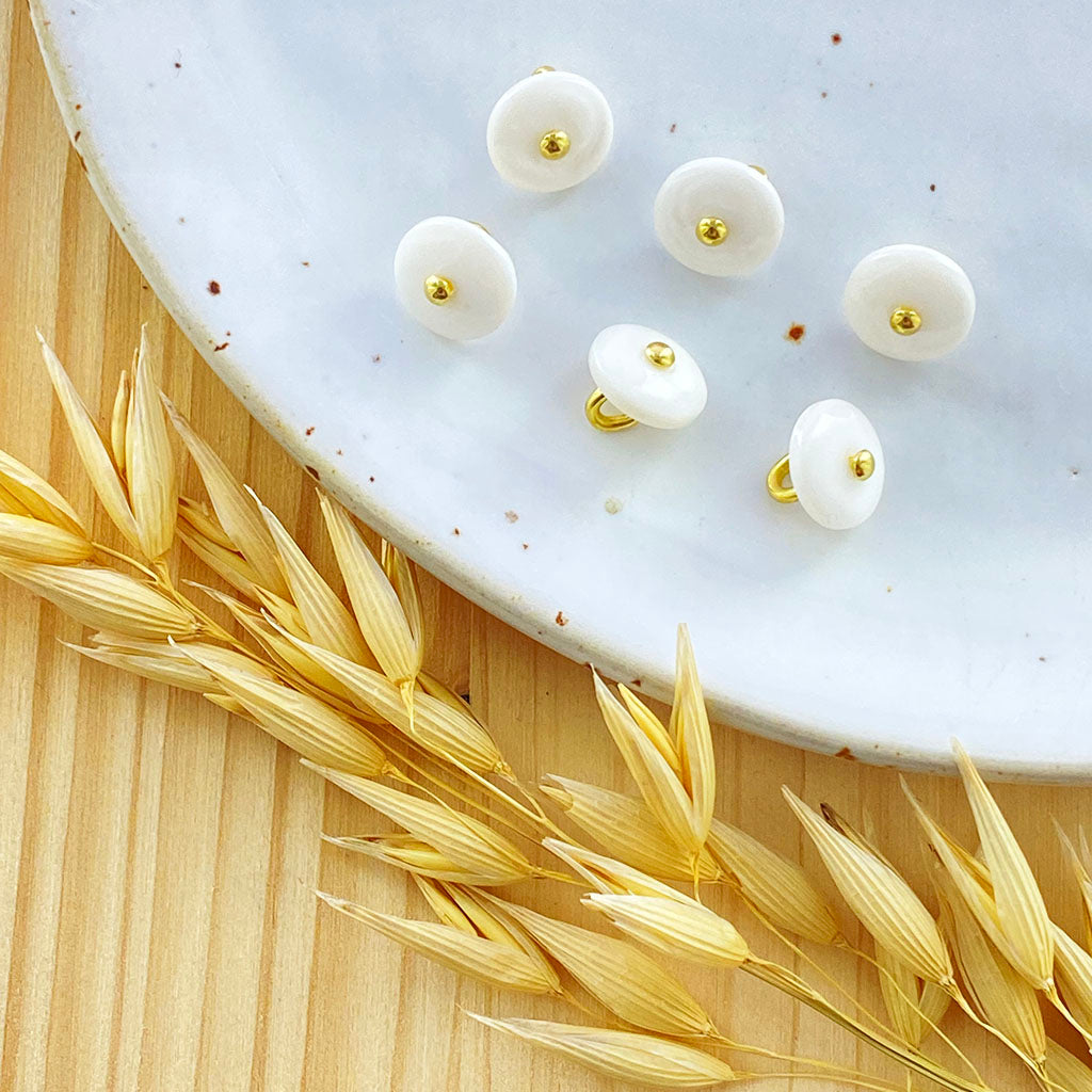 Bouton bijoux | Blanc nacré et doré