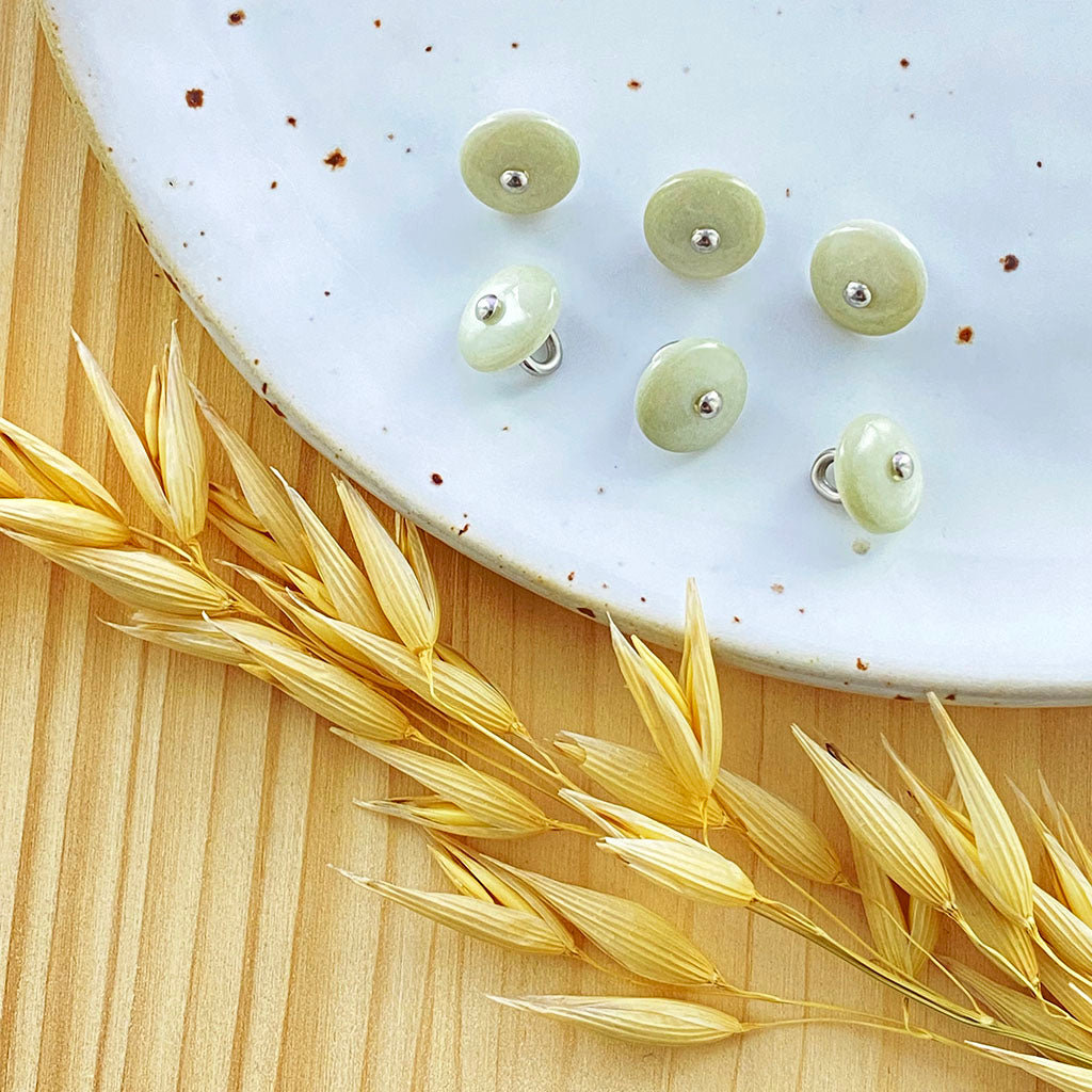 Bouton bijoux | Sauge nacré et argenté