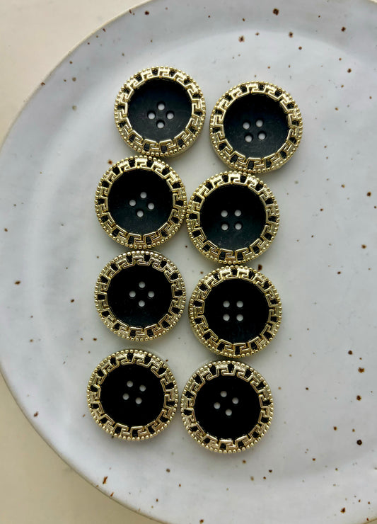 Lots de boutons noirs avec bord doré
