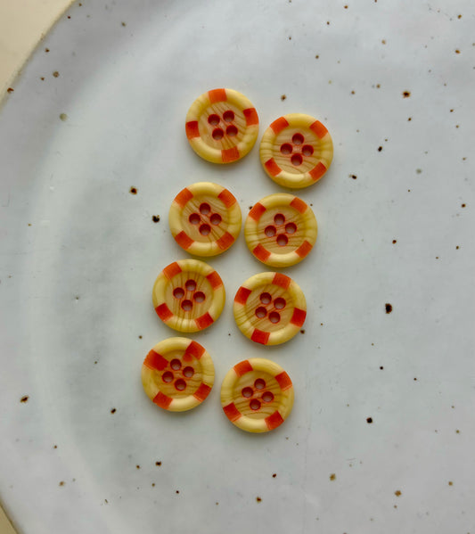 Lots de 8 boutons à 4 trous | Beige et orange