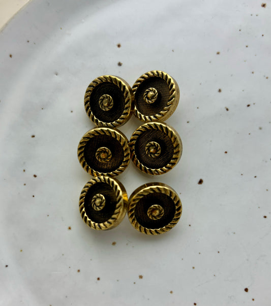 Lots de 6 boutons doré | Aspect vieilli