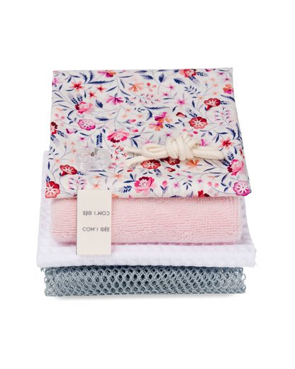 Kit Lingettes cœur, grand carré & filet | Fanny