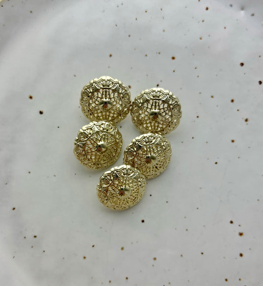 Lots de 5 boutons métal doré | Gravure