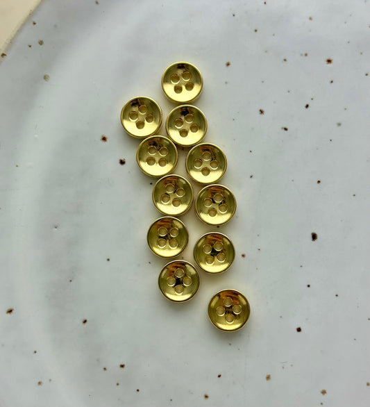 Lots de 11 boutons rond 4 trous | Métal doré