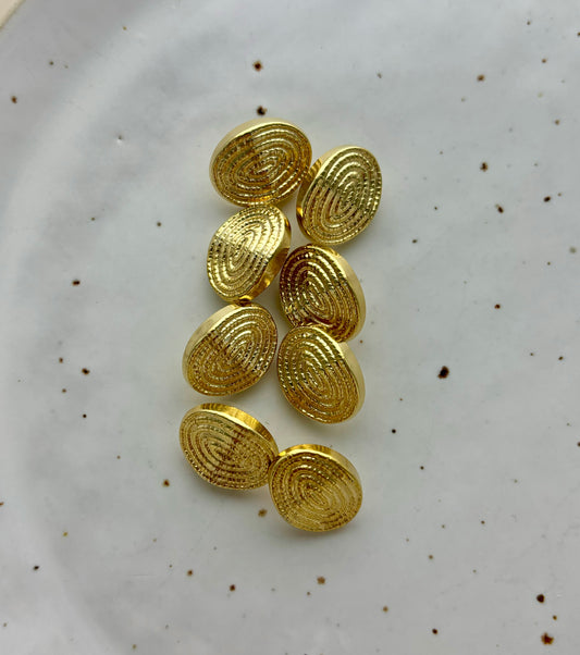 Lots de 8 boutons ovales piqués | Doré