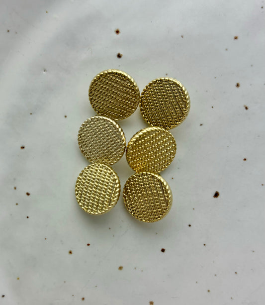 Lots de 6 boutons ronds piqués | Doré