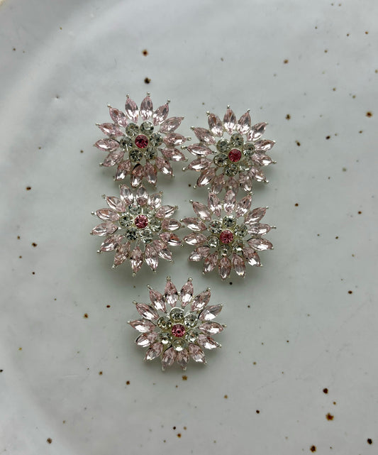 Lots de 5 boutons bijoux fleur | Rose clair