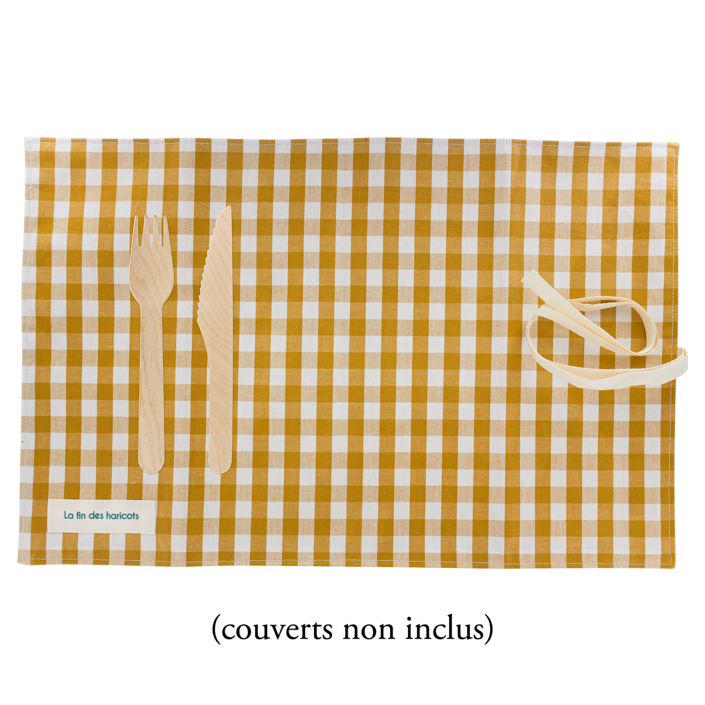 Kit Set de Table Nomade - Vichy moutarde