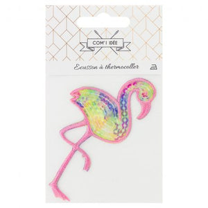Thermocollant Flamant rose paillette